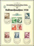 4700 1938, WHW - Gedenkblatt Volksweihnachten 1938 (DIN A5), Mit MiNr. 675/83 Und Pass. SST "BERLIN 23.12.1938", Sehr Gu - Autres & Non Classés