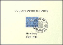 4702 1939, 70 Jahre Deutsches Derby - Hamburg 1869-1939, C6-Gedenkblatt Mit Pass. MiNr. 698 Und SST Hamburg 18.6.39 (FDC - Other & Unclassified