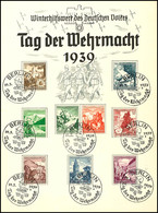 4703 1939, Tag Der Wehrmacht, Gedenkblatt Mit Pass. MiNr. 675 - 683 Und Pass. SST Berlin 19.3.1939, Erh. I-II  BS - Autres & Non Classés