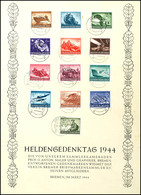 4716 1944, Heldengedenktag, DIN A4 S/w Gedenkblatt Mit MiNr. 873/85 U. Tagesstpl. Bremen 1 E/c Vom 22.03.44, Blattecken  - Autres & Non Classés
