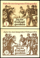 4727 1933/1934, "Tag Des Eintopfgerichtes", Spenden-Karten Zu 30 Pfg Und 1 Reichsmark,  Ungebraucht  BF - Autres & Non Classés