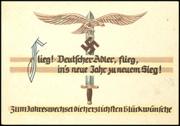 4734 1941 (ca.), Farbige Karte "Flieg! Deutscher Adler, Flieg, Ins Neue Jahr Zu Neuem Sieg!" Mit Abb. "Adler Mit Hakenkr - Autres & Non Classés