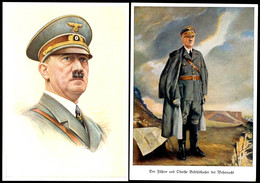 4741 A. Hitler, 2 Farbige Portraitkarten Nach Gemälden Von K. Koepernik Bzw. Prof. C. Hammel (Haus D. Dt. Kunst), Tadell - Autres & Non Classés