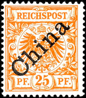 4768 25 Pfg Krone/Adler Mit Diagonalem Aufdruck, Tadellos Postfrisch, Kabinett, Doppelt Gepr. Jäschke-Lantelme BPP, Mi.  - China (offices)