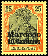 4792 Nicht Ausgegeben: 30 C. Auf 25 Pfg Rötlichorange/schwarz Auf Gelb, Tadellos Postfrisch, Auflage Nur 171 Stück, Ausf - Morocco (offices)