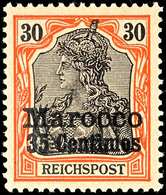 4793 Nicht Ausgegeben: 35 C. Auf 30 Pfg Rotorange/schwarz Auf Weißbräunlichrot, Tadellos Postfrisch, Auflage Nur 171 Stü - Morocco (offices)