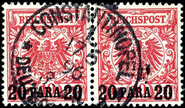 4818 20 Para Auf 10 Pfg Krone/Adler, Mittelrot (UV Dunkelgelb), Waagerechtes Paar, Tadellos Gestempelt "Constantinopel * - Turquie (bureaux)