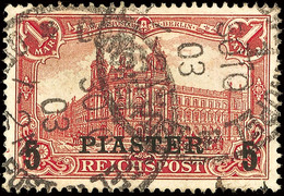 4839 5 Piaster Auf 1 Mk Reichspost, Aufdrucktype II, Sauber Gestempeltes Prachtstück, 120,-, Katalog: 20IIb O - Turkey (offices)