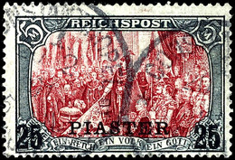 4840 25 Pia Auf 5 M. Reichspost, Type I, Zentrisch Gestempelt "CONSTANTINOPEL 2/2 01", Teils Einzelne Zähne Verkürzt Und - Turkey (offices)