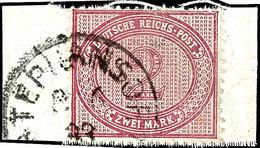 4853 2 Mark Ziffer In E-Farbe, Tadellos Gestempelt STPHANSORT 8/6 93 (Steuer + 50%) Auf Leinenbriefstück, Gepr. Pfenning - German New Guinea