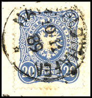4854 20 Pfg Pfennig Auf Briefstück, Zentrisch Gestempelt "HATZFELDHAFEN 10/11 89", Gut Gezähnt, Leichte Patina, Schöner  - German New Guinea