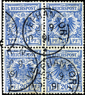 4860 20 Pfg Krone/Adler Mittelultramarin, 4er-Block, Zentrisch Gestempelt K1 "STEPHANSORT 20 9 91", Trotz Kleiner Einsch - Nouvelle-Guinée