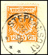 4862 25 Pfg Krone/Adler Auf Briefstück, Zentrisch Gestempelt "STEPHANSORT 24/10 98", Tadellos, Gepr. Drahn Und Richter,  - Nouvelle-Guinée
