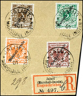 4967 25 Pfg Krone/Adler Mit Schwarzem Bdr.-Aufdruck "Marshall-Inseln", Dunkelorange, Plattenfehler II "I In Reichspost O - Marshall Islands