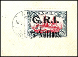 4977 5 Schillings Auf 5 Mark Kaiseryacht Mit Entwertung "APIA 16.9.14 SAMOA" Auf Kabinett-Briefstück, Auflage Nur 534 Ex - Samoa