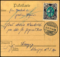 5102 3 M. Kogge Mit Handschriftlicher Entwertung Auf Paketkarte Mit Nebengesetztem Poststempel MARINESEE 24.8.21 Nach Da - Autres & Non Classés