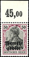 5154 50 Pf. Dunkelgraulila/schwarz A. Orangeweiß Mit Oberrand, Tadellos Postfrisch, Fotoattestkopie Huylmans BPP Für Vie - Memel (Klaïpeda) 1923