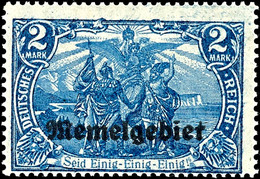 5156 2 Mark Deutsches Reich Blau Mit Aufdruck "Memelgebiet", Abart "26:17 Statt 25:17 Zähnungslöcher", Ungebrauchtes Lux - Klaipeda 1923