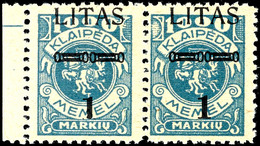 5178 1 Litas Auf 1000 M. Freimarke, Waagerechtes Paar, Besonderheit "vertikaler Versatz Des Überdrucks", Tadellos Postfr - Klaipeda 1923