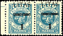 5179 1 Litas Auf 1000 M. Freimarke, Waagerechtes Paar, Besonderheit "vertikaler Versatz Des Überdrucks", Tadellos Postfr - Memel (Klaïpeda) 1923