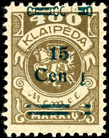 5184 15 C. Auf 400 Mark Freimarke, Aufdruckbesonderheit "teilweise Fehlender Aufdruck" - Vermutlich Durch Fremdkörperauf - Memel (Klaïpeda) 1923