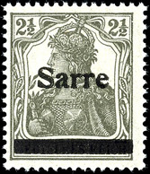 5197 2 1/2 Pfg Germania Dunkelgrüngrau Sog. Bronzegrau Mit Aufdruck "Sarre" In Type I, Tadellos Postfrisch, Fotobefund B - Autres & Non Classés