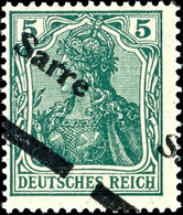 5198 5 Pf Germania Sarre Mit Diagonalem Aufdruck Tadellos Postfrisch, Tiefst Gepr. Burger BPP, Mi. 900,-, Katalog: 4III  - Other & Unclassified