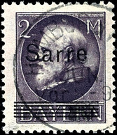 5221 2 Mark Bayern Schwarzgrauviolett Mit Aufdruck "Sarre", Gestempelt "Homburg Pfalz", Tadellose Erhaltung, Fotobefund  - Other & Unclassified