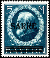 5222 5 Mark Bayern Mit Aufdruck "Sarre" Von Feld 7 Der Überdruckplatte, Tadellos Postfrisch, Signiert, Fotoattest Braun  - Other & Unclassified