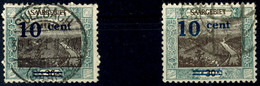 5236 10 C. Auf 30 Pf. Landschaften, Beide Aufdruckfarben, Je Aufdruckfehler "Cent Ohne Punkt", Nr. 72 II Gepr. Hofmann B - Other & Unclassified