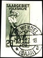 5243 20 C., Volkshilfe 1926, Plattenfehler: " Rahmen über T Gebrochen", Auf Briefstück Klar Gestempelt ST.WENDEL 17.1.27 - Other & Unclassified