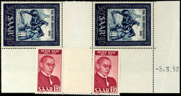 5322 15 F. Peter Wust Und 30 F. Tag Der Briefmarke 1952 (mit Druckdatum) Je Im Zwischenstegpaar, Tadellos Postfrisch, Ka - Other & Unclassified