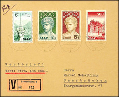 5357 500 Fr. Freimarke Mit 371/72 Und 369 Auf Portorichtigem Wert-Brief "SAARBRÜCKEN 2 14.5.57. - 12" Mit Ankunftsstempe - Other & Unclassified