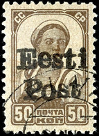 5420 50 Kop. "Werktätige" Mit Handstempel-Aufdruck "Eesti Post", Tadellos Gestempelt "ELVA * EESTI * B", Fotoattest Nagl - Autres & Non Classés