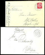 5620 1938 Und 1940, Brief Mit 12 Pfg Hindenburg Und Aufgabe-Stpl. WILHELMSHAVEN-RÜSTRINGEN 1 Vom 5.1.38 Sowie Mit Absend - Autres & Non Classés