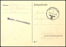 5837 1942, Feldpost-Karte Mit Norm-Stpl. "b 21.6.42" Sowie Mit Zensur-Stpl. "Geprüft Feldpostprüfstelle" Und Absenderang - Autres & Non Classés