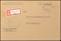 5854 1943, Feldpost-R-Brief Mit Norm-Stpl. "c 805 12.4.43" Und Feldpost-R-Zettel Mit K-Nr. 805 (= Feldpostamt 190 In Tun - Autres & Non Classés