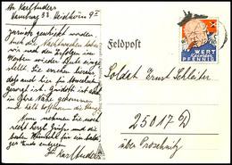 5873 1940, Spottkarte Churchill, Tarnstempel Vom 6. Mai 1940 An Feldpostnummer: 25017, Bedarfsgebraucht, Tadellose Erhal - Autres & Non Classés