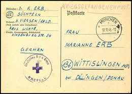 5904 1945, Portofreie KGF-Karte "München 17.11.45" Nach Dillingen, Der Absender Jedoch Aus "Süchteln Bei Viersen" Und Di - Other & Unclassified