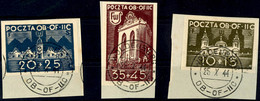 5949 1944, "Bauten Ostpolens", 10 + 15 F. Oliv, 20 + 25 F. Blau Sowie 35 + 45 F. Rotbraun, Kompletter Satz Zu Drei Werte - Autres & Non Classés