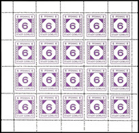 5976 6 Pf. Dunkelrotviolett, Geriffelter Gummi, Postfrischer Bogen Zu 20 Werten, Mi. 800,-, Katalog: 10ay ** - Goerlitz