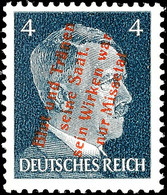 5995 Nicht Ausgegeben: 4 Pfg Hitler Mit Rotem Vierzeiligem Aufdruck, Tadellos Postfrisch, Gepr. Sturm  ** - Muehlberg