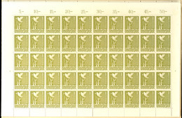 6041 1 Mark Friedenstaube In C-Farbe (sog. "Bronze-Taube"), 21 Komplette Postfrische Bogen à 50, Davon 9 Bogen Oberrand  - Other & Unclassified