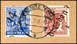 6286 DRESDEN 1, 60 Pf. Hell Zusammen Mit 50 Pf. Auf Kleinem Briefstück, Gepr. Dr. Böheim BPP, Katalog: 179II BS - Other & Unclassified