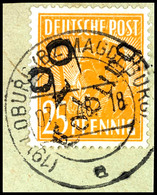 6333 LOBURG, 25 Pf. Arbeiter A. Tadellosem Briefstück, ARGE: 30, Gepr. Ballschmidt BPP, Katalog: 175VIa BS - Autres & Non Classés