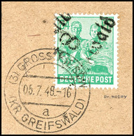 6355 GREIFSWALD, 84 Pf. Arbeiter A. Tadellosem Briefstück, Gepr. Modry BPP, Katalog: 181IX BS - Autres & Non Classés