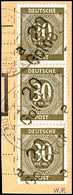 6424 GOLDBECK, 30 Pf. Ziffer Im Senkr. 3er-Streifen A. Paketkartenabschnitt, Tadellos, Gepr. Modry BPP, Katalog: IpIV BS - Autres & Non Classés