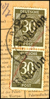 6493 RAGUHN, 30 Pf. Ziffer Im Senkr. Paar A. Paketkartenabschnitt, Gepr. Modry BPP, Katalog: IpVIb BS - Autres & Non Classés