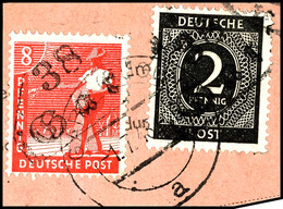 6531 GARZ, 2 Pf. Ziffer Mit 8 Pf. Arbeiter A. Paketkartenabschnitt, Fotoattest Dr. Böheim BPP "echt Und Einwandfrei", Ka - Other & Unclassified