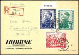 6553 12 - 50 Pfg Deutsch-Chinesische Freundschaft, 3 Werte Komplett, Die 50 Pfg Mit Oberrand Und RWZ, Auf R-FDC Von "BER - Autres & Non Classés